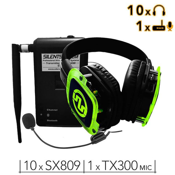 10 SX809 Headphones + TX300 Transmitter (mic)