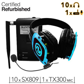 10 SX809 Headphones [R] + Portable Transmitter (mic)